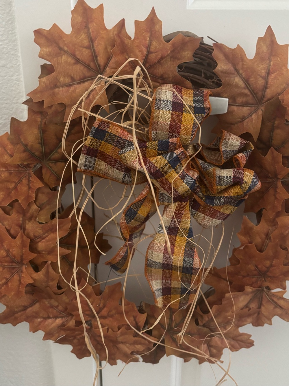 Autumn Maple Wreath Raffia Bow-Plaid Custom Designed 🍁 🍂 Final Sale